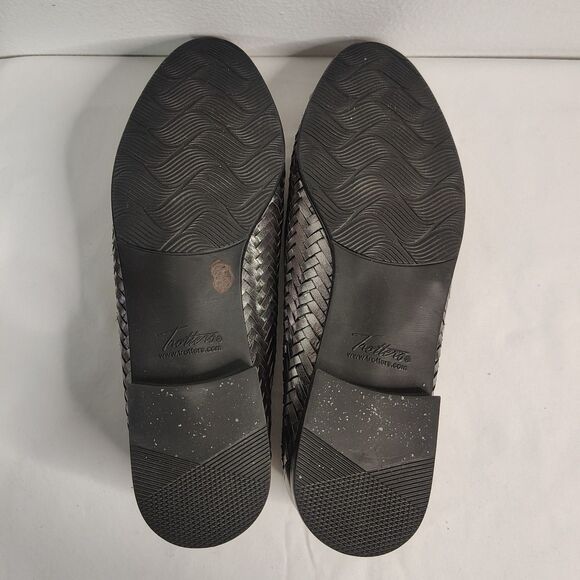 TROTTERS Leather Pewter Liz III Flats Sz 8.5 Women's Silver Woven Slip On Shoes - Picture 8 of 8